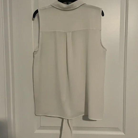 NY Collection Cream Sleeveless Blouse with Front Tie - Picture 4 of 4